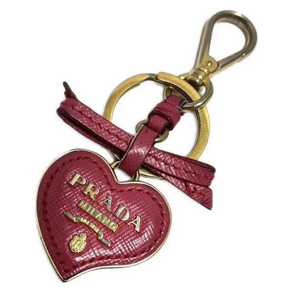 PRADA - Gold Pink Hardware Leather Bag Charm - Picture 1 of 5